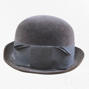 1940s Vintage Classic Brown Fur Felt Derby Bowler Hat Made in USA Union Label